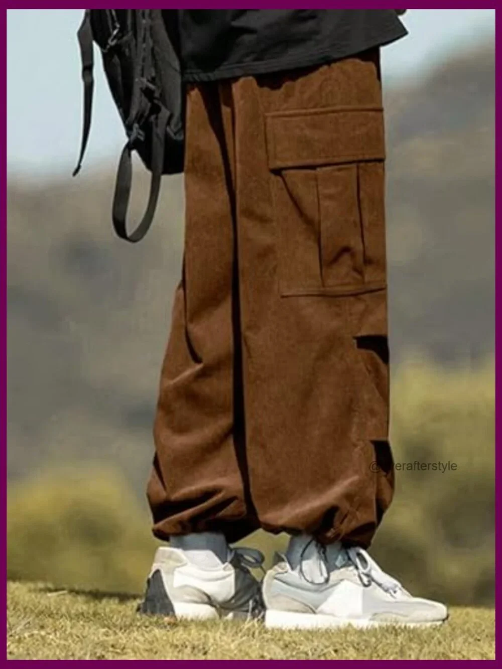 Men's Baggy Cargo Drawstring Parachute Pants - Picture 5 of 5